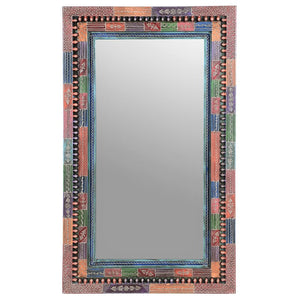 Artistically Hand Painted Solid Wood Decorative Rectangle Mirror