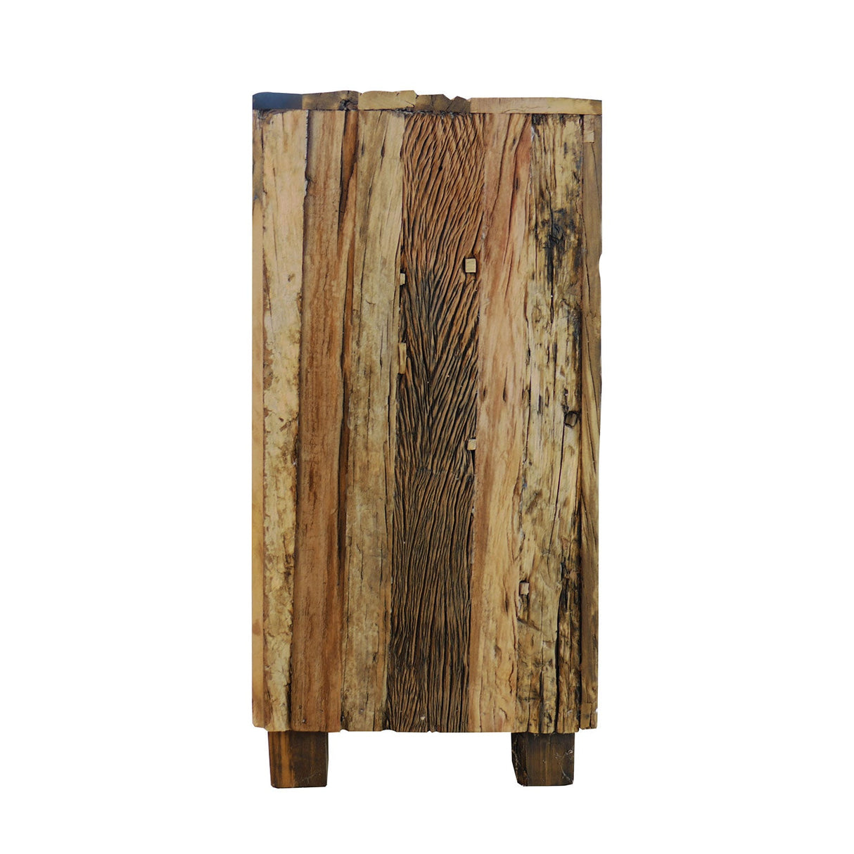 Ranch Style Rustic Aged Rail Road Ties Repurposed Teak Wood Sideboard Cabinet