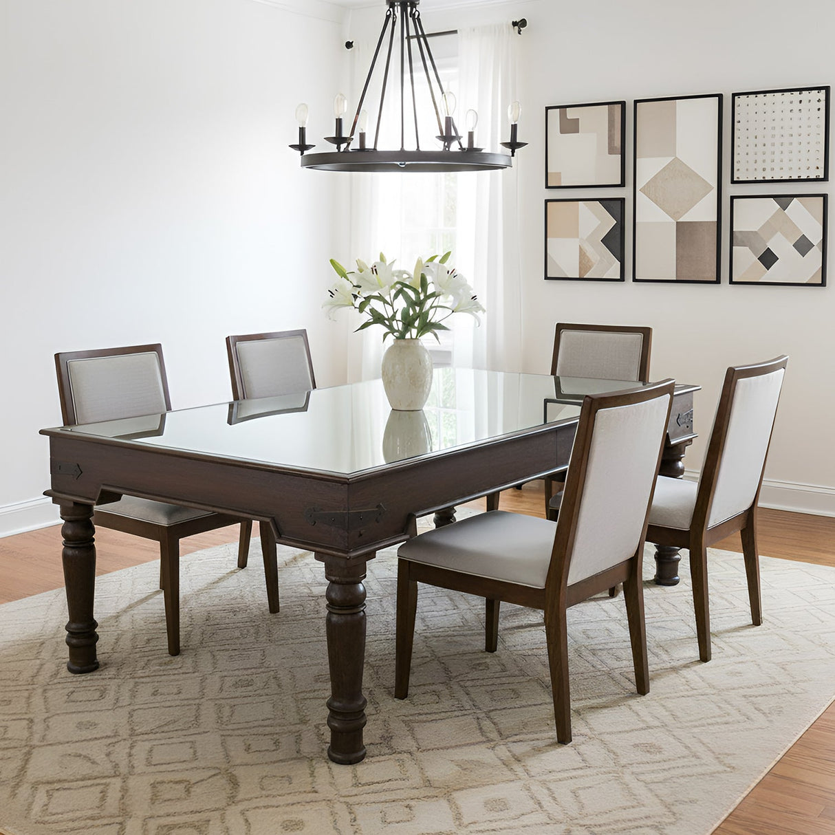 Antique Brass Foil Cladded Door Repurposed Solid Wood 72 in. Long Dining Table