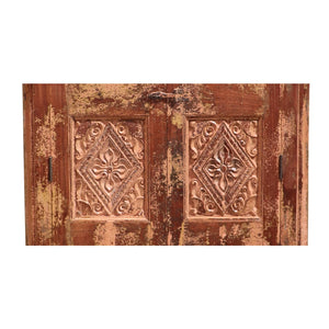 Antique Teak Wood Carved 54" Tall Door Distressed Wall Hanging