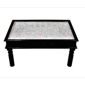 Carved Wooden Panel Inset Two-Tone 36" x 24" Coffee Table