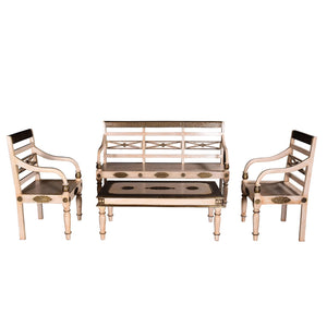 Elegant Solid Wood Living Room Sofa With Chairs and Table