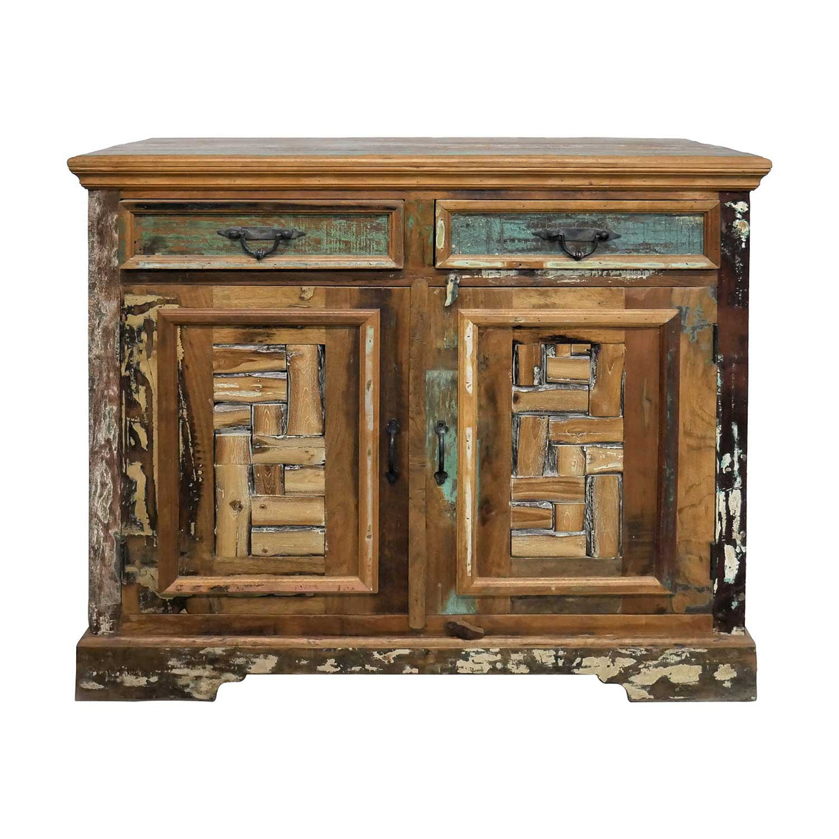 Farmhouse Style Distressed Reclaimed Wood 2-Door Cabinet