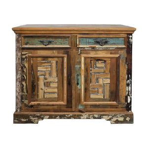 Farmhouse Style Distressed Reclaimed Wood 2-Door Cabinet