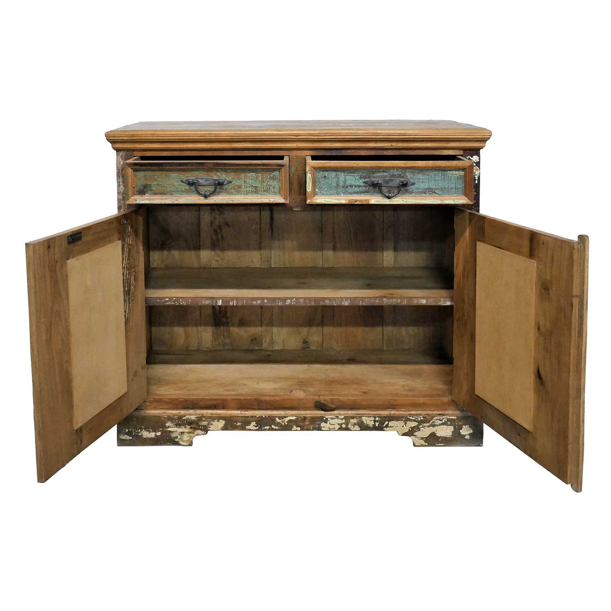 Farmhouse Style Distressed Reclaimed Wood 2-Door Cabinet