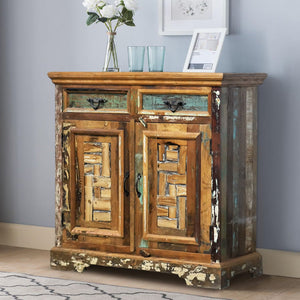 Farmhouse Style Distressed Reclaimed Wood 2-Door Cabinet