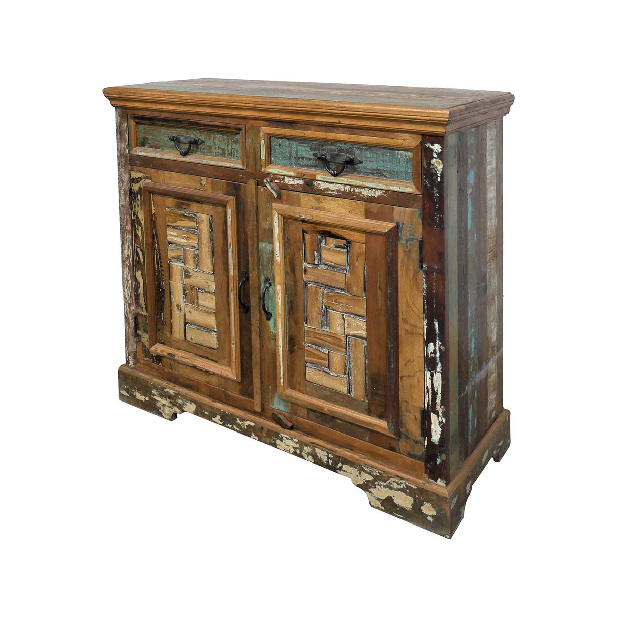 Farmhouse Style Distressed Reclaimed Wood 2-Door Cabinet