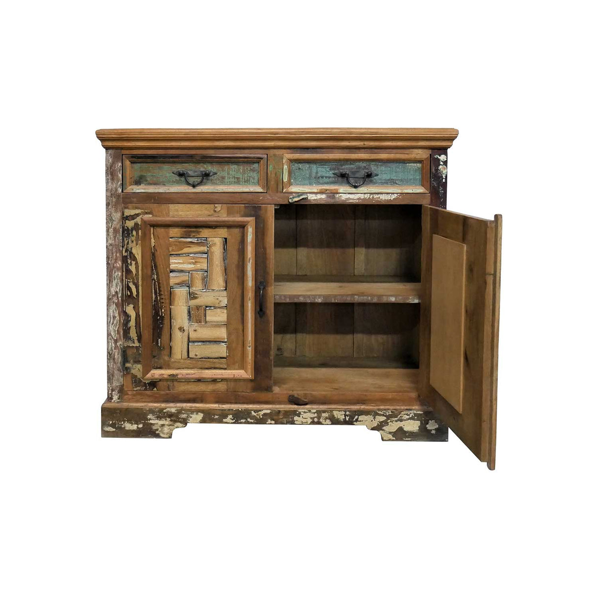 Farmhouse Style Distressed Reclaimed Wood 2-Door Cabinet