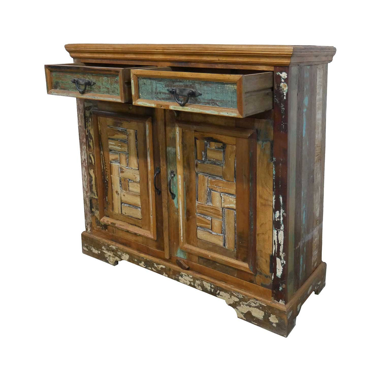 Farmhouse Style Distressed Reclaimed Wood 2-Door Cabinet