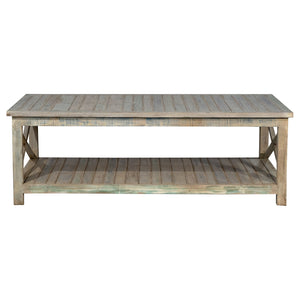 Distressed Reclaimed Wood Coastal Style Large Rectangle Coffee Table
