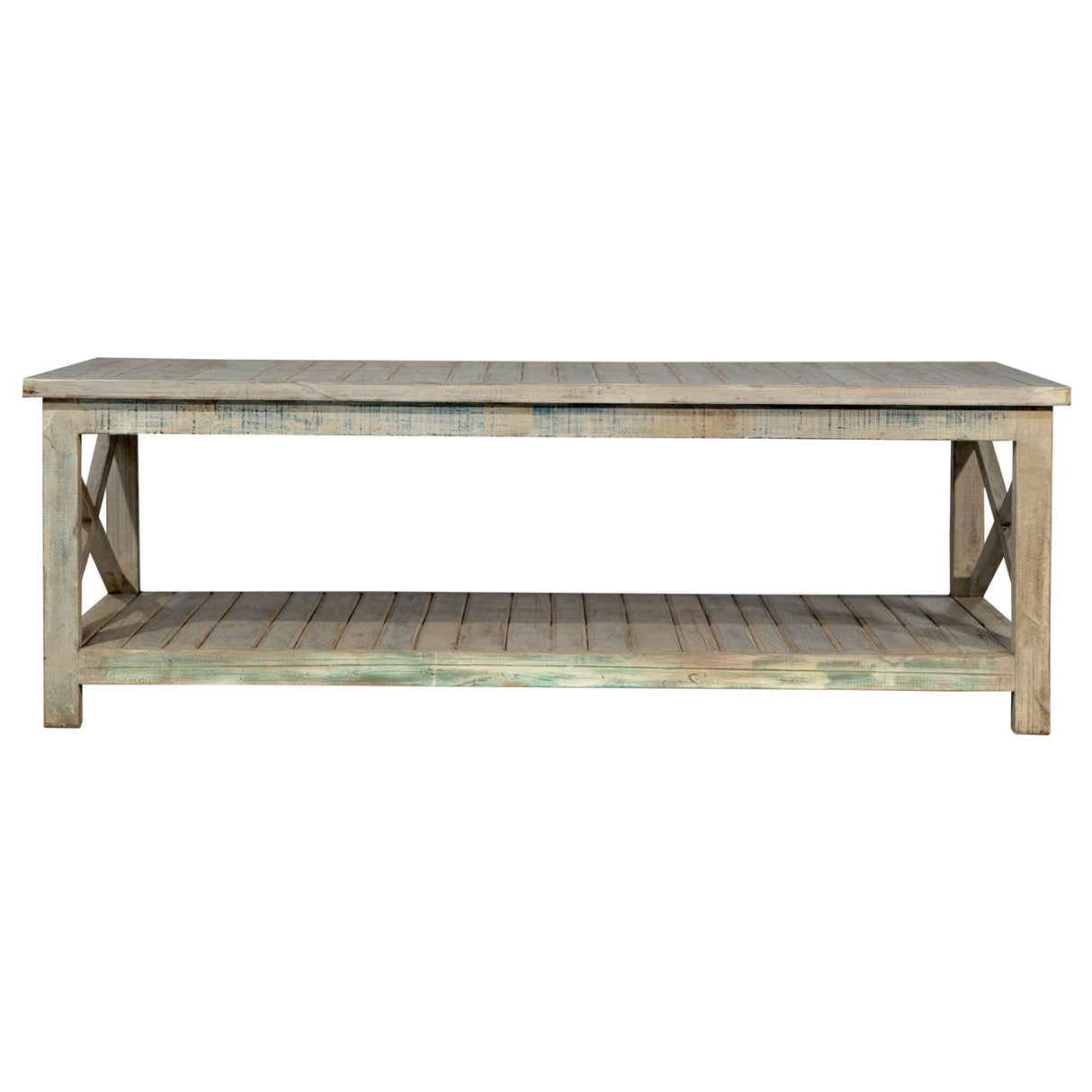 Distressed Reclaimed Wood Coastal Style Large Rectangle Coffee Table