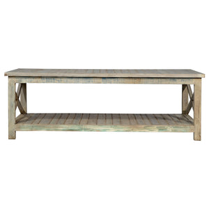 Distressed Reclaimed Wood Coastal Style Large Rectangle Coffee Table