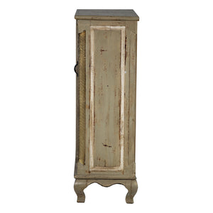 Elegant 2-Door Solid Wood Gray Tall Cabinet With Brass Accents