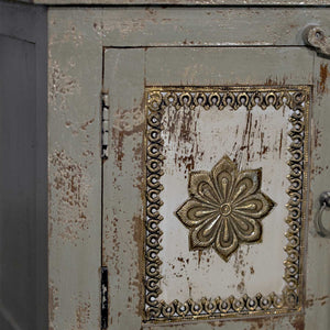 Mid Century Modern Solid Wood & Brass Accent Console With Drawers