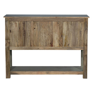 Mid Century Modern Solid Wood & Brass Accent Console With Drawers