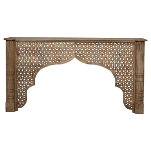 Mediterranean Style Carved Lattice Arch Solid Wood 75" Long Console