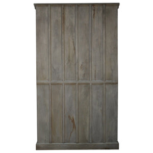 Eclectic Carved Frame Solid Wood Armoire With Glass Pane Doors