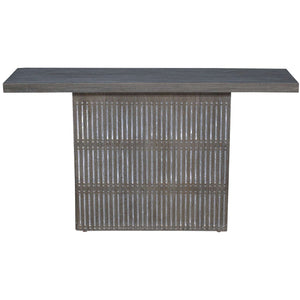 Modern Ash Gray Rib Carved Solid Wood 54" Long Console