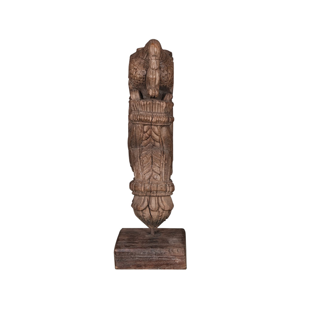 Antique Rustic 15 in. Tall Wooden Corbel On Metal Stand Table Decor
