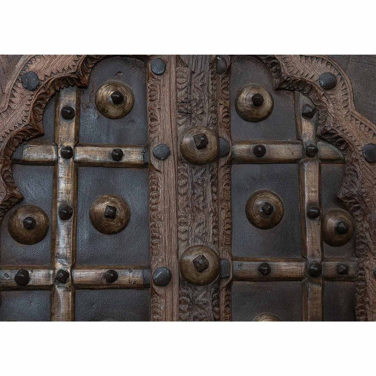 Late 1800s Antique 53" Tall Door With Brass Pin Accents