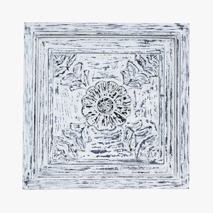Farmhouse Style Hand Carved Distressed White Solid Wood Panels - Set Of 5