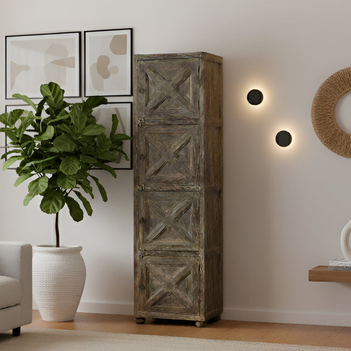 Farmhouse Style Solid Wood 79" Tall Linen Closet