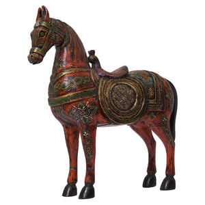 Art Deco Style Hand Painted Wooden 30 Inches Tall Horse Statue