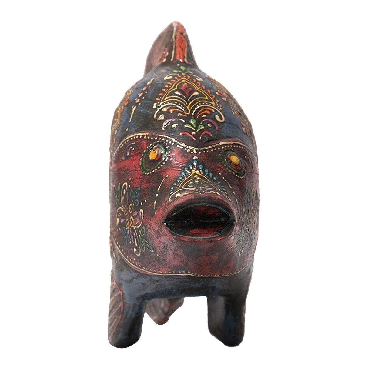 Artistically Hand Painted Wooden 12" Long Fish Table Decor