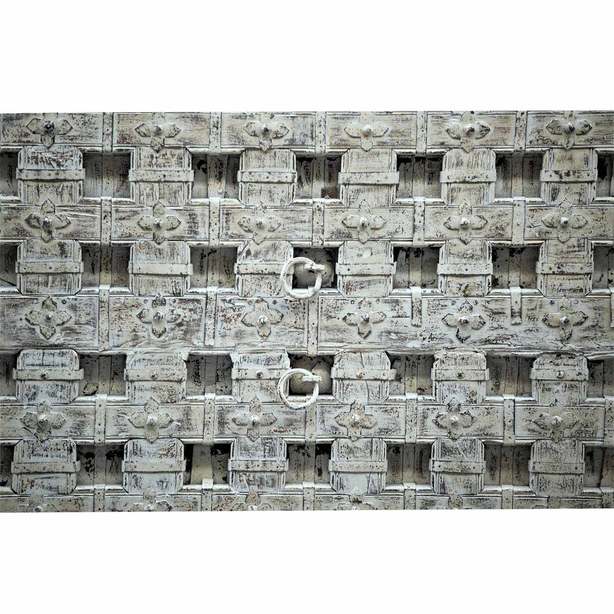 Farmhouse Style Distressed White Antique Door 79" Long Dining Table