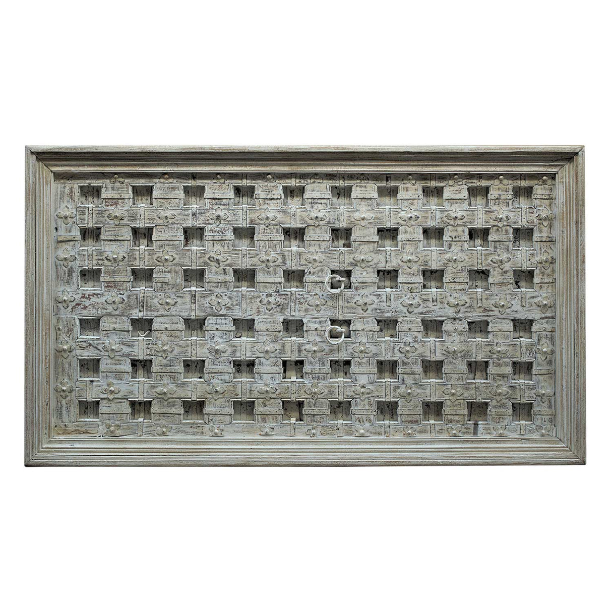 Farmhouse Style Distressed White Antique Door 79" Long Dining Table