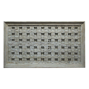 Farmhouse Style Distressed White Antique Door 79" Long Dining Table