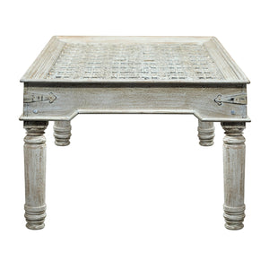 Farmhouse Style Distressed White Antique Door 79" Long Dining Table