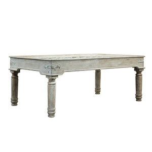 Farmhouse Style Distressed White Antique Door 79" Long Dining Table