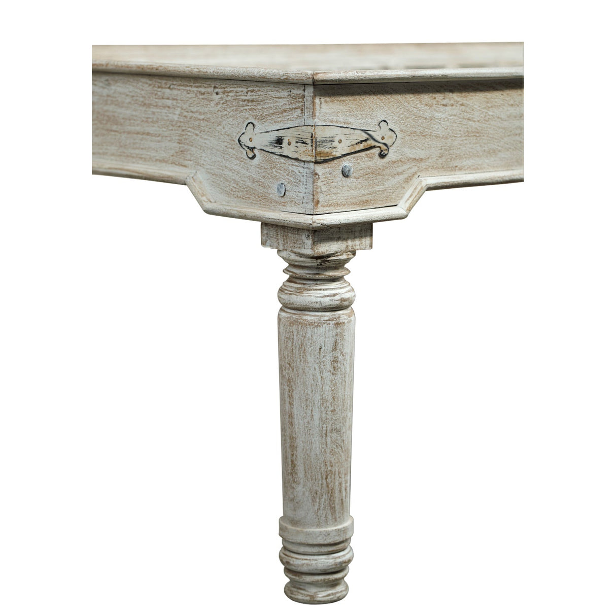 Farmhouse Style Distressed White Antique Door 79" Long Dining Table