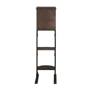 Farmhouse Style Iron & Wood Display Rack With Mirror