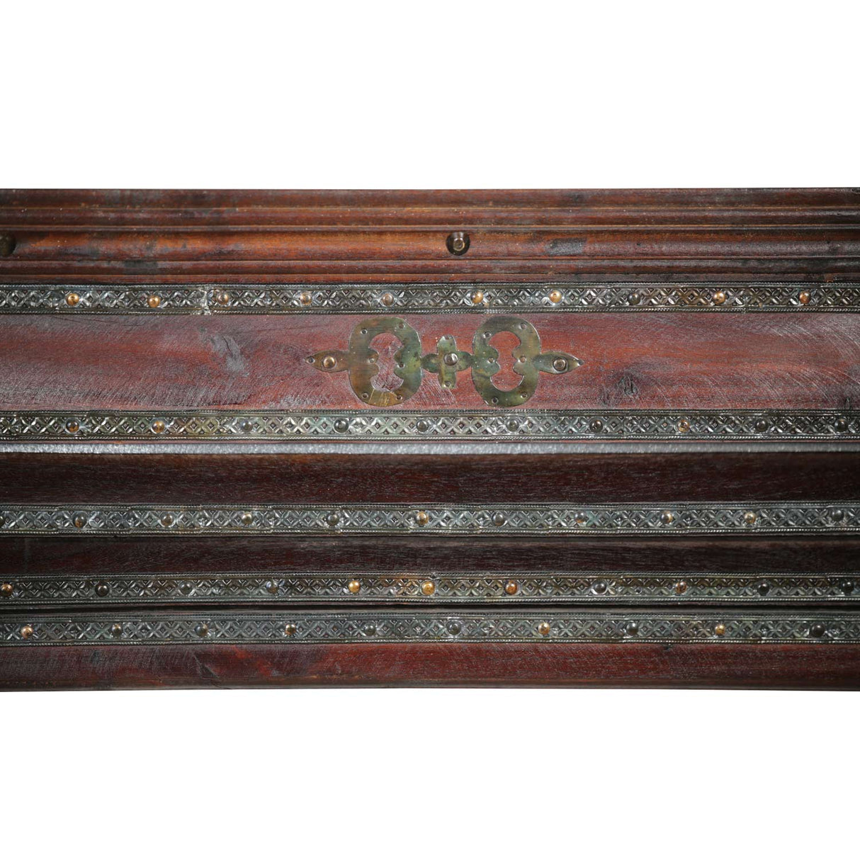 Handcarved Solid Wood Vanity Mirror With Metal Accents