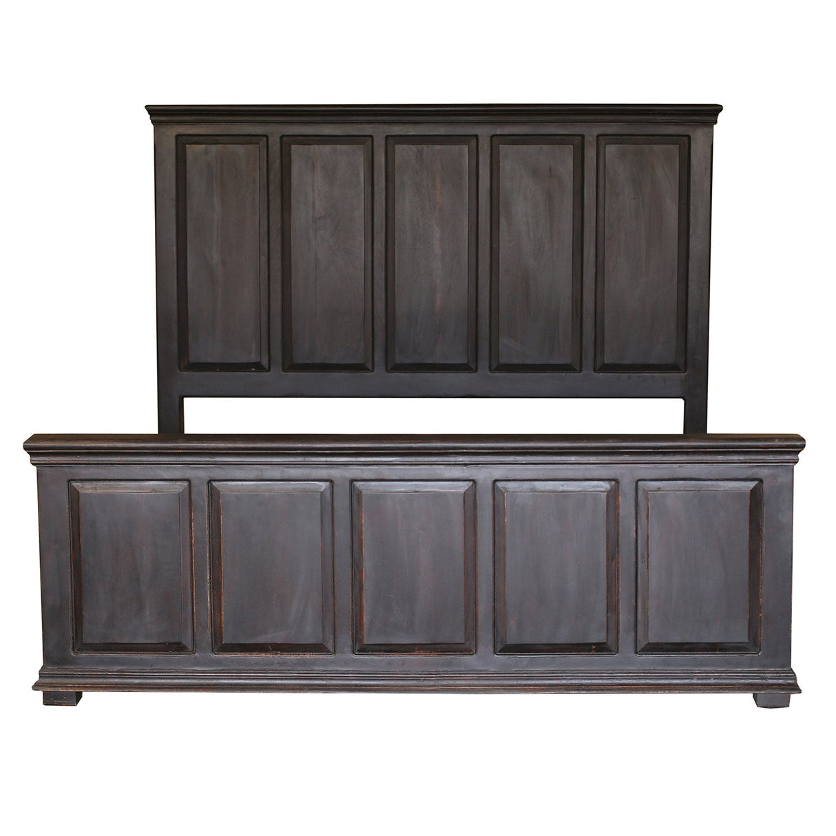 Modern Solid Wood Panel Dark Walnut Finish King Bed With Nightstands