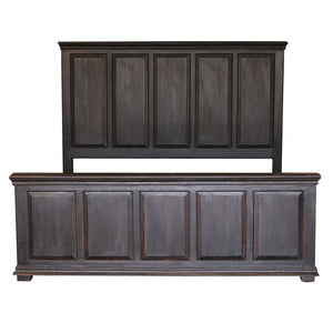 Modern Solid Wood Panel Dark Walnut Finish King Bed With Nightstands
