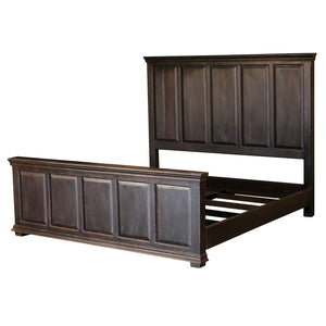 Modern Solid Wood Panel Dark Walnut Finish King Bed With Nightstands