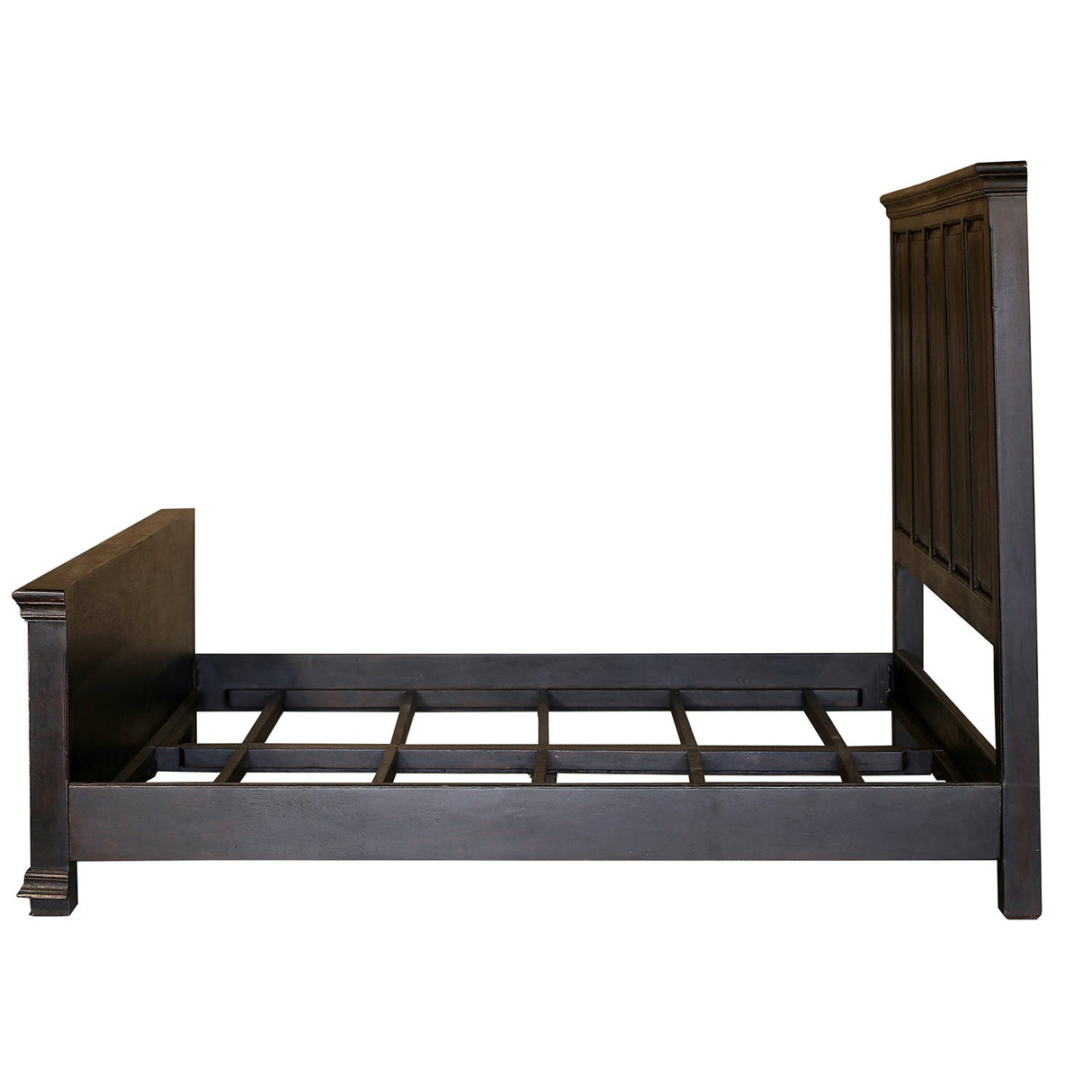 Modern Solid Wood Panel Dark Walnut Finish King Bed With Nightstands
