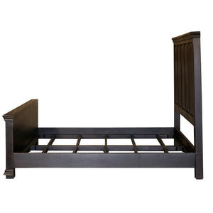 Modern Solid Wood Panel Dark Walnut Finish King Bed With Nightstands