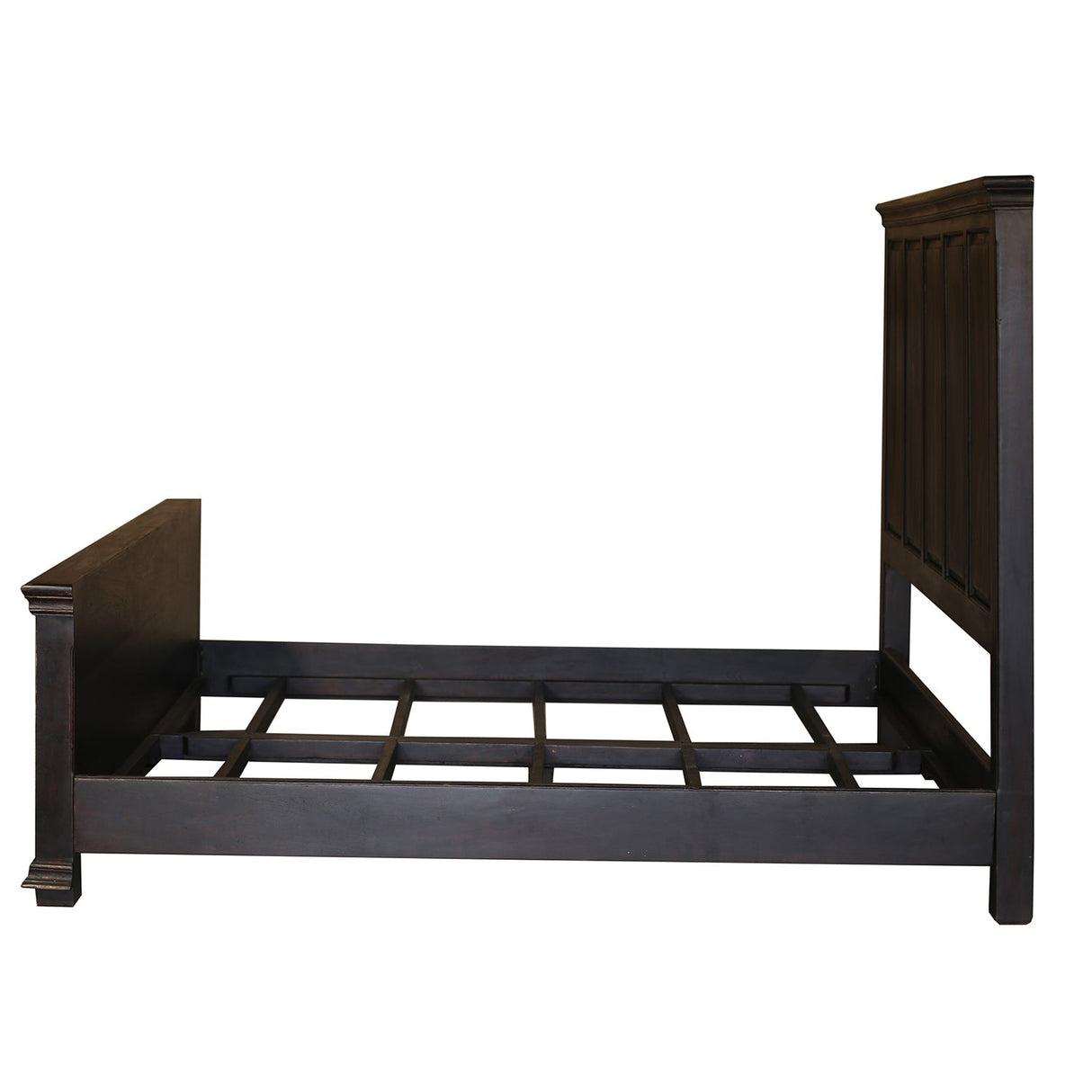 Modern Solid Wood Panel Dark Walnut Finish King Bed With Nightstands