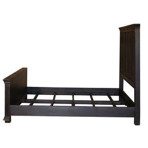 Modern Solid Wood Panel Dark Walnut Finish King Bed With Nightstands