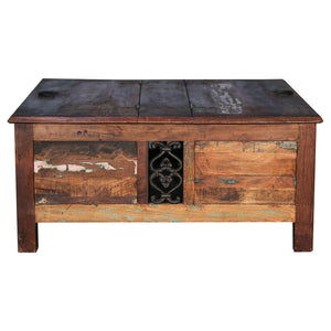 Reclaimed Wood Storage Trunk 40" Square Coffee Table