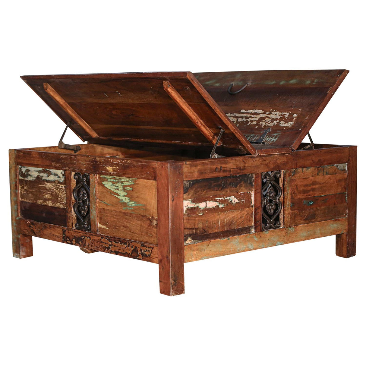 Reclaimed Wood Storage Trunk 40" Square Coffee Table