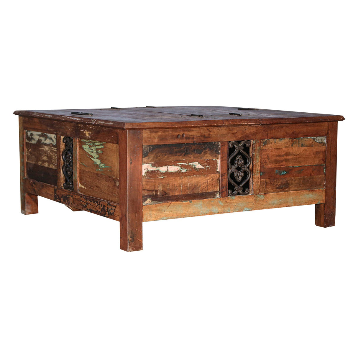 Reclaimed Wood Storage Trunk 40" Square Coffee Table
