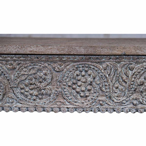 Antique Carved Doorframe Upcycled Distressed White 62" Console