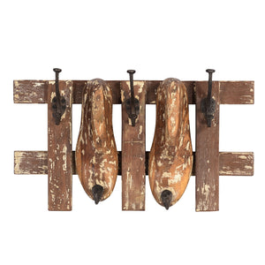 Ranch Style Wooden Shoe Mold Repurposed Double Wall Hook