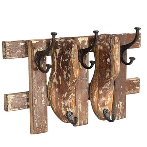 Ranch Style Wooden Shoe Mold Repurposed Double Wall Hook