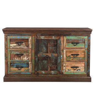 Farmhouse Style Distressed Painted Solid Wood 6 Drawers Bedroom Dresser